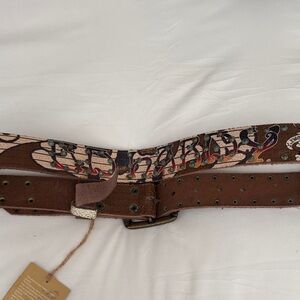 Ed Hardy Multicolor Graphic Leather Belt